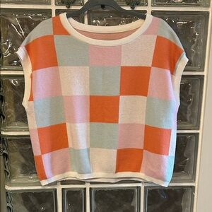 Colorful Checkered Knit Top